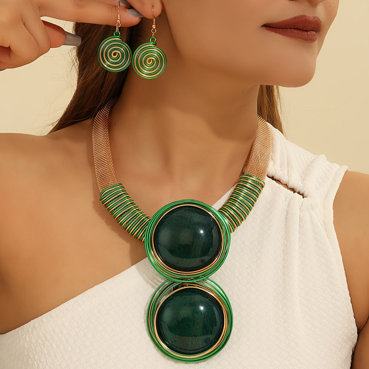 Middle East retro ethnic style necklace and Earrings Bohemian style set in different colors