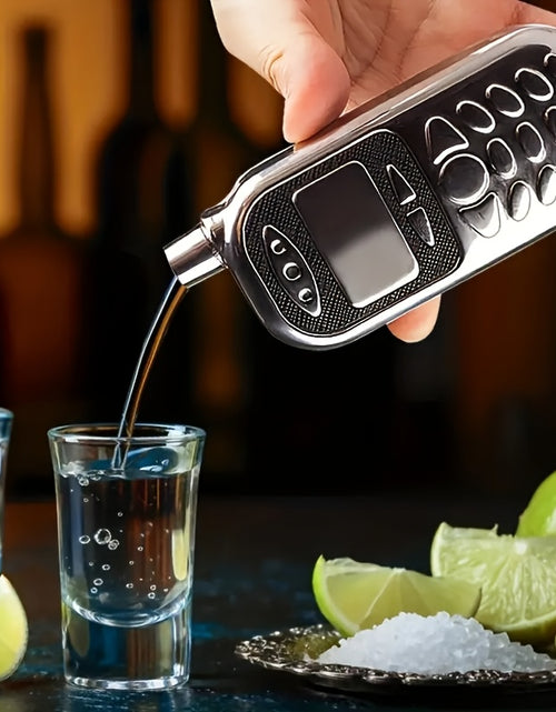 Load image into Gallery viewer, Retro Cell Phone Design Stainless Steel Whiskey Flask, 2.5 oz, Square, Portable Creative Drinkware, Non-Slip, Leak Proof,