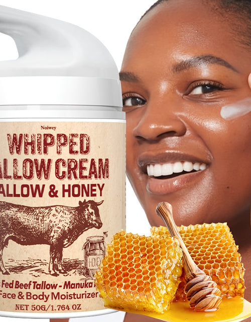 Load image into Gallery viewer, Fragrance-Free Vitamin E Enriched Hydrating Whipped Tallow & Honey Face Cream - 50g - Collagen, Olive & Jojoba Oil for Dry Skin - Perfect for All Seasons, Face Lift & Tighten Cream