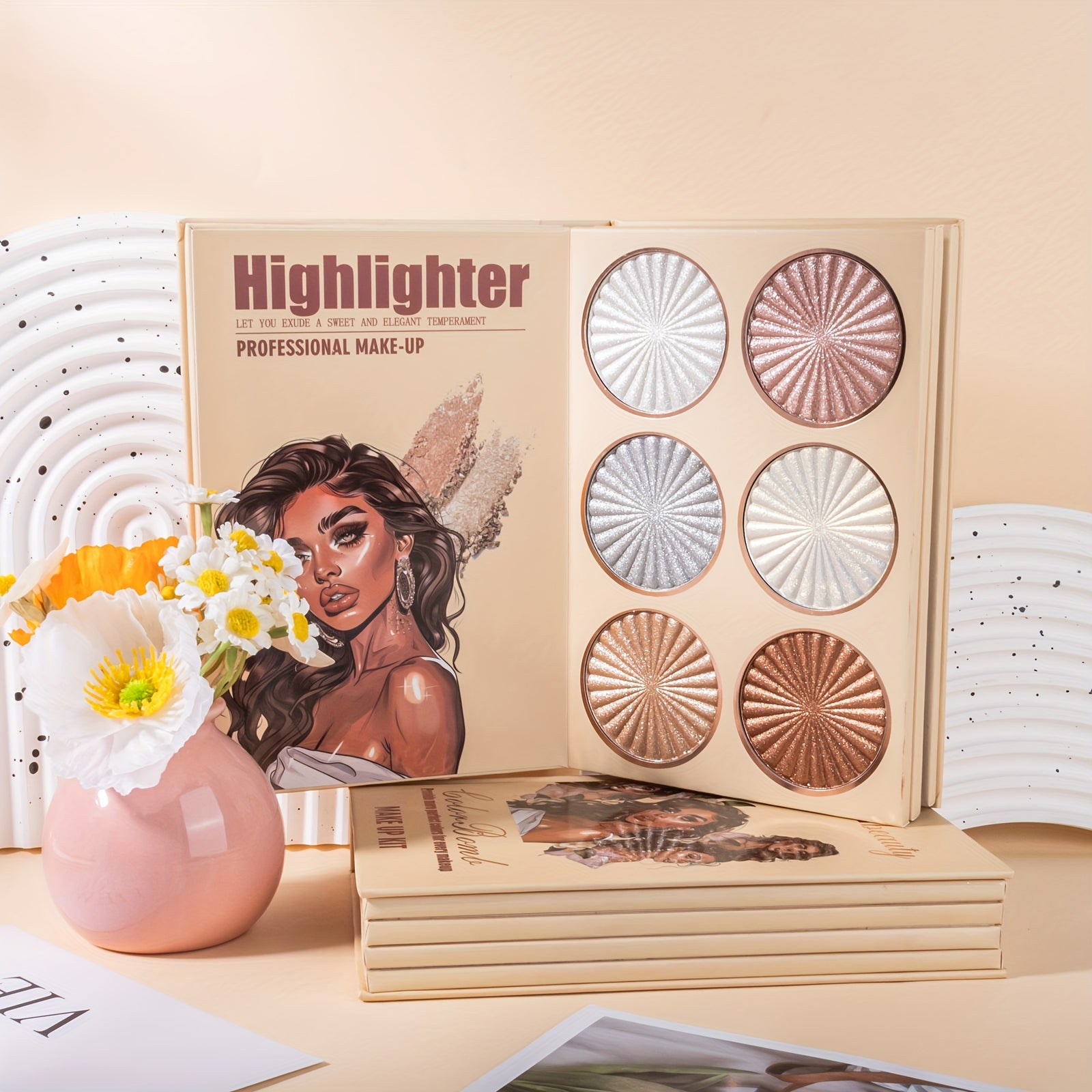 43-Color Book-Style Folding Makeup Palette, Matte Contour Blush Makeup Palette, Pearlescent Fine Glitter Highlighter Powder, Multi-Functional Makeup