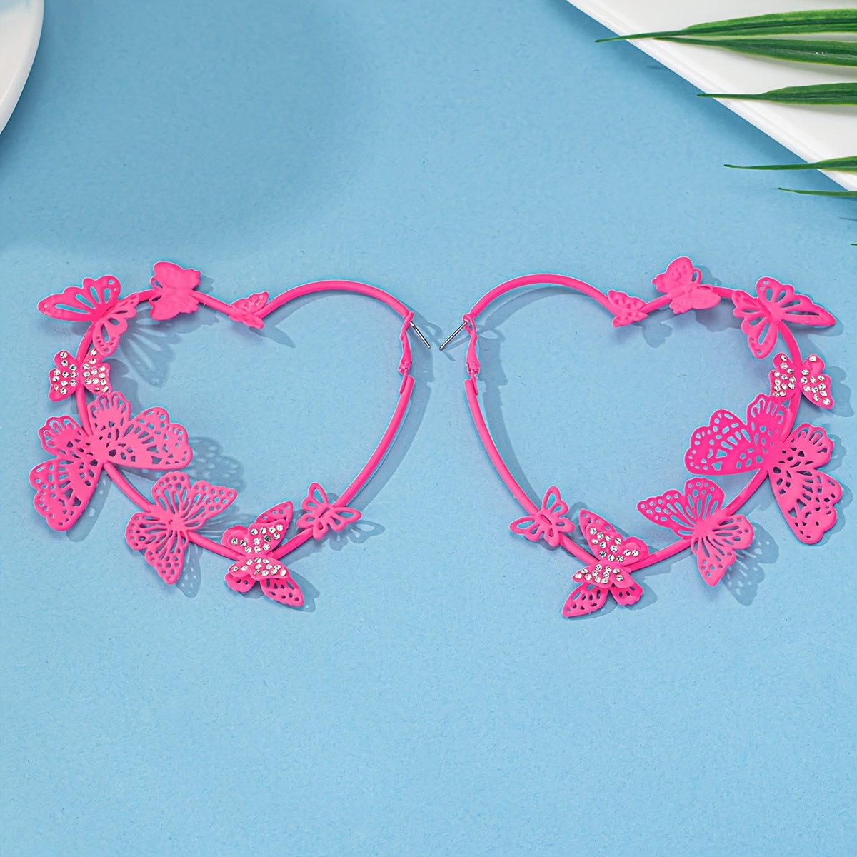 Butterfly and Heart Design with Stainless Steel Ear Needle, No Plating - Versatile Fashion Accessory