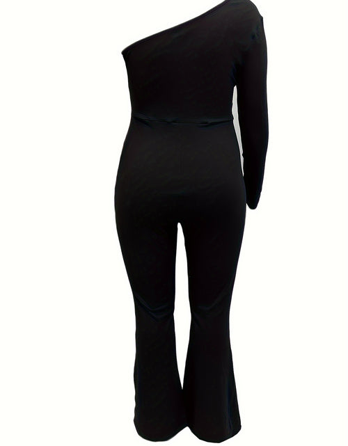 Load image into Gallery viewer, Summer Elegant Jumpsuit  Perfect One-Shoulder Rhinestone Panel Jumpsuit - Stretchy Polyester & Spandex Blend, Non-Transparent