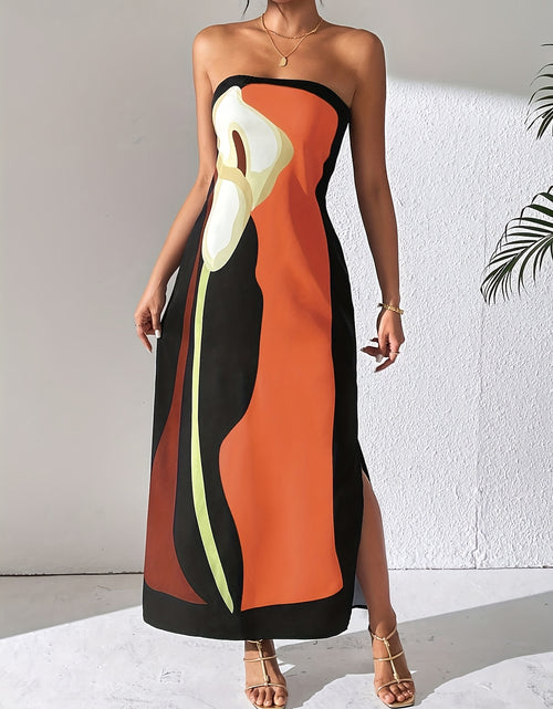 Load image into Gallery viewer, Women'S Spring And Summer Casual Elegant Women'S Avocado Print Strapless Midi Dress
