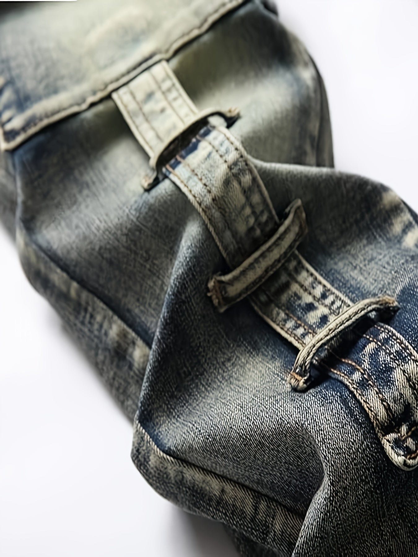 Men  Biker Moto Washed Distressed Slim Fit Straight Jeans Denim