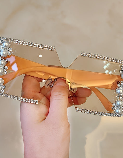 Load image into Gallery viewer, Luxury Rhinestone Glasses With Pearls- Square Frame, Perfect for Party Fashion Decoration
