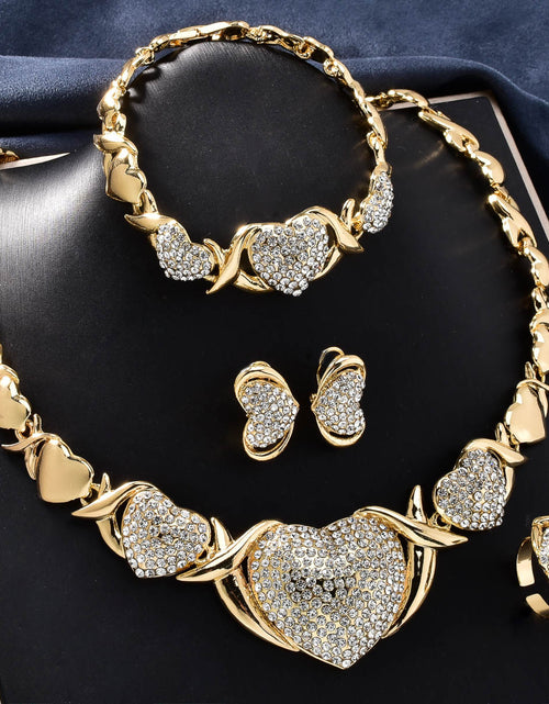 Load image into Gallery viewer, Heart Jewelry 5pcs Elegant Women's Jewelry Set -  Heart Elements Necklace, Bracelet, Ring, And Earrings