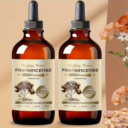 Pure Frankincense Oil 2pcs Pure Natural Frankincense Essential Oil Duo - 100% Pure, 3.41fl.oz. Each, Moisturizing Face & Body Oil for All Skin Types, Paraben-Free