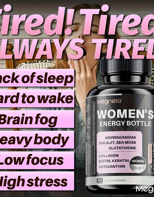 Load image into Gallery viewer, Megneta 20 In 1 Vitamins&Minerals, Women's Supplement Plus With Sea Moss, Shilajit, Ashwagandha 200mg Each, Special For Women, Energize By DayTime&Enjoy By Nighttime, 60 Capsules, 26, 671mg Per Serving