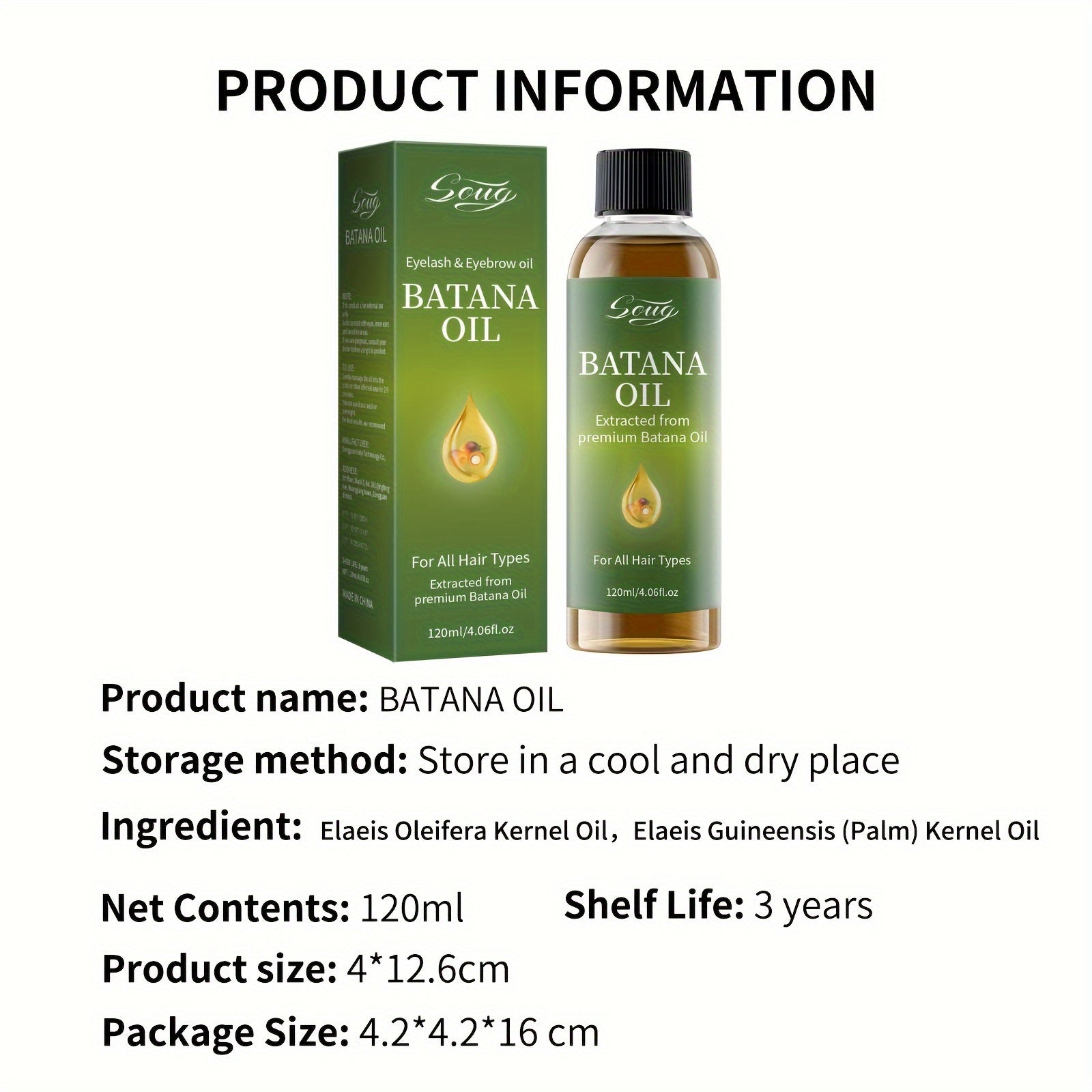 2pcs Hair Oil for Thicker Hair 2pcs Batana Hair Oil. Contains Batana Oil And Palm Kernel Oil. Provides All-around Care For Hair. Makes Hair Look Thicker And Healthier 120ml/4.06fl.oz*2