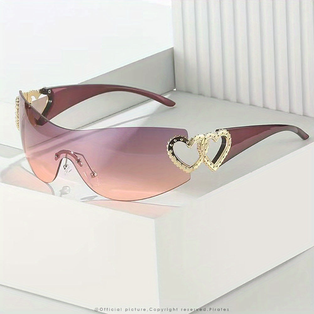 Fashion Glasses Heart Border Decorative Glasses, Gradient Lens, Anti-reflective