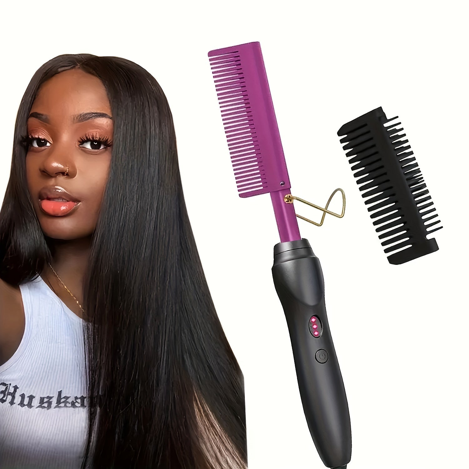 High-Temperature Electric Hair Straightener Comb - Versatile for Dry or Wet Hair, Ideal for Stylists & Home Use, 110V/220V