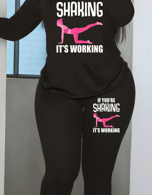 Load image into Gallery viewer, Women's Workout Set - 'If You're Shaking It's Working' Motivational Fitness Clothing | Long Sleeve Top & Leggings | Perfect for Gym and Yoga Sessions