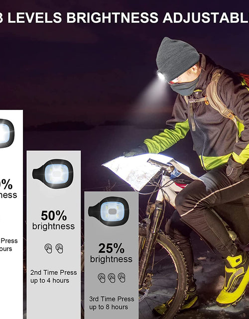 Load image into Gallery viewer, LED Lighted Beanie, Unisex Warm Knitted Hat, Rechargeable Headlamp Cap for Outdoors, Tech Gift for Men Dad Father Him