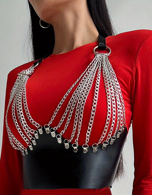 Load image into Gallery viewer, Women's Fashion Chest PU Chain Belt Gothic Style Chain Bra Multi-layer Chain Decoration