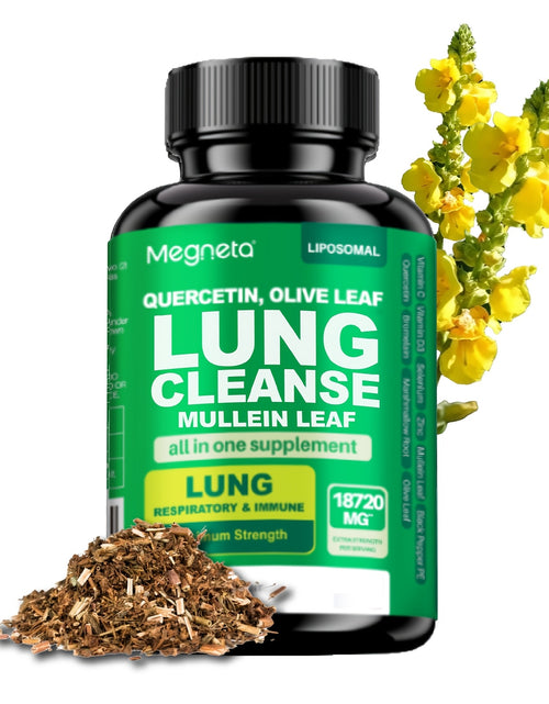Load image into Gallery viewer, Megneta Lung Cleanse Supplement - Natural Mullein Leaf Capsules For Lung Health And Respiratory System Clear - Plus With Vitamin C, Vitamin D3, Selenium, Zinc, Bromelain, Quercetin - 60 Capsules