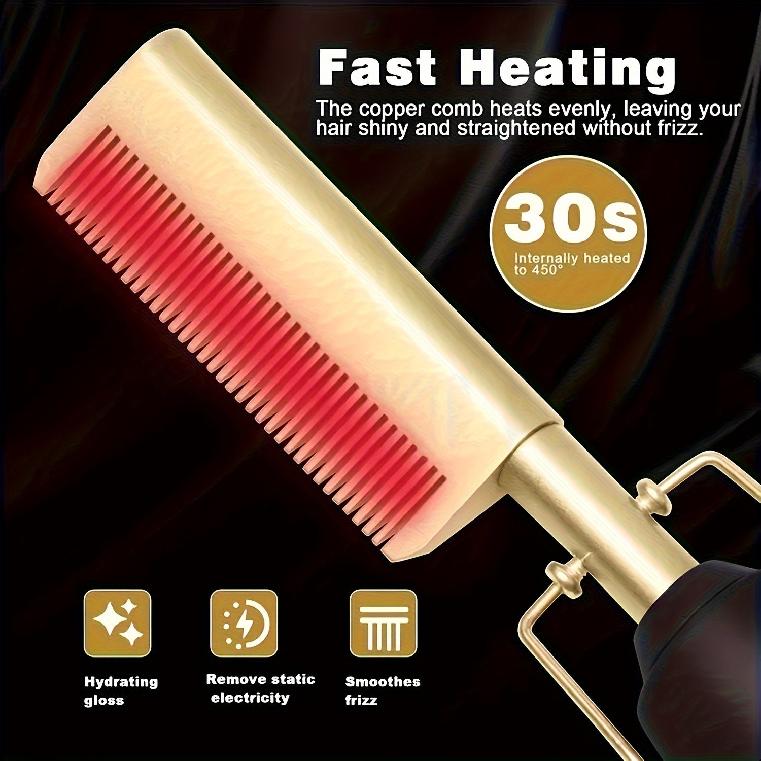 High-Temperature Electric Hair Straightener Comb - Versatile for Dry or Wet Hair, Ideal for Stylists & Home Use, 110V/220V