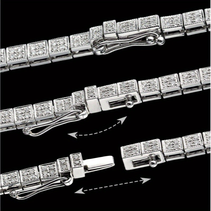 Luxury Moissanite Bracelet For Women Men, 925 Sterling Silver, 6.89inch D color Vvs1, Gorgeous Jewelry for Women Men,