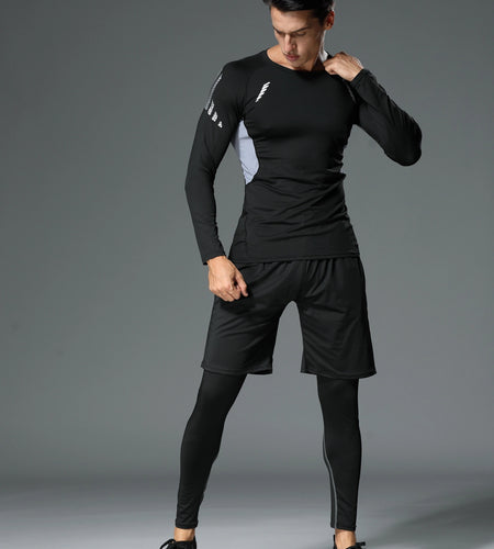 Quick-Dry Athletic Set 3pcs ,Polyester Sports Kit with Crew Neck Top & Leggings, Medium Stretch Knit Fabric, for Running, Training, Basketball, Tennis, Golf, Cycling