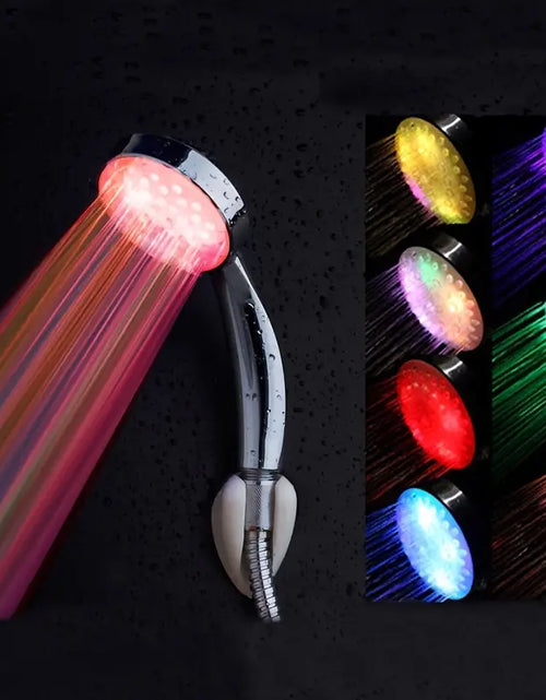 Load image into Gallery viewer, 1pc Colorful Temperature Control LED Light Shower Head, Bathroom Accessories
