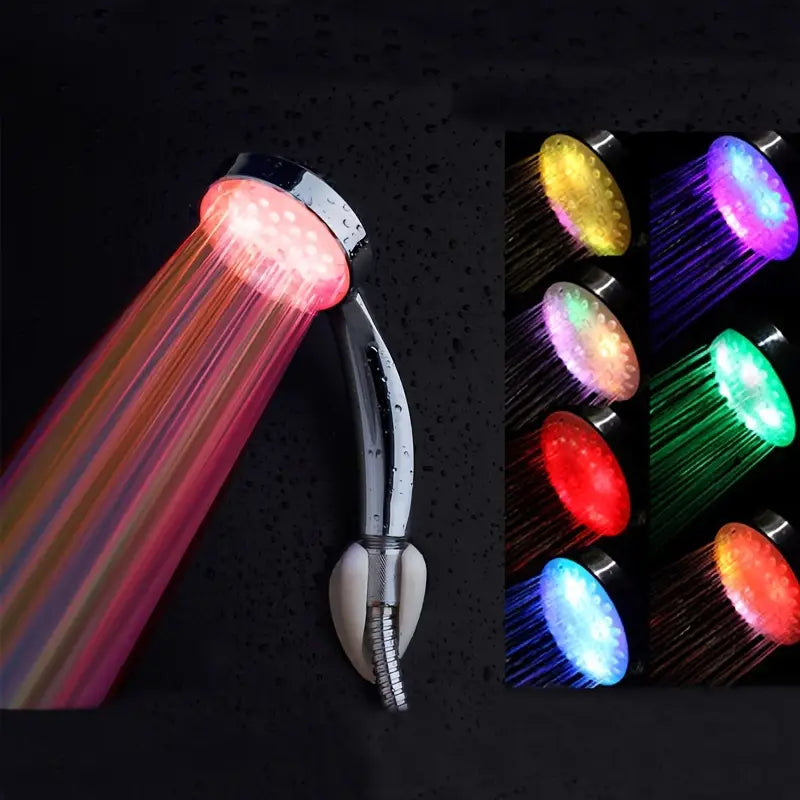1pc Colorful Temperature Control LED Light Shower Head, Bathroom Accessories
