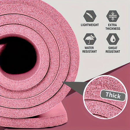 High-quality NBR rubber yoga mat, extra thick and wide, non-slip and durable, ideal for fitness and dance training, comes with a carrying strap, size 183*61*0.8cm/6.0*2.0*0.02 feet, perfect gift for birthdays, Easter, Mother'