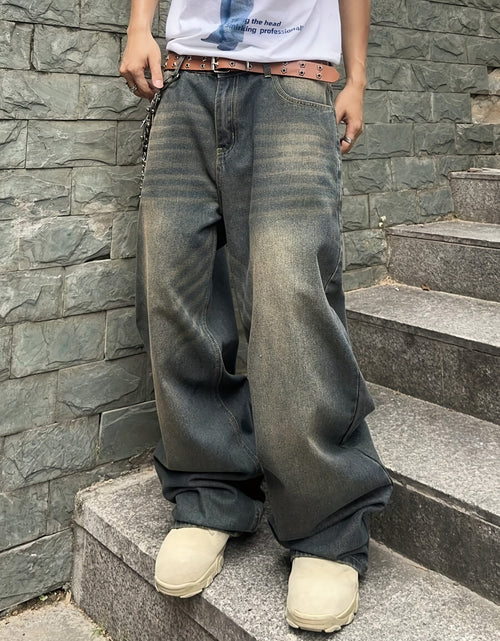 Load image into Gallery viewer, Men Casual Loose Fit Jeans, 90% Cotton 5% Polyester 5% Viscose Blend, Solid Color Washed Denim, All-Season Non-Stretch Woven Fabric, Regular Length, All season Pants | Stylish Casualwear | Non stretch Denim
