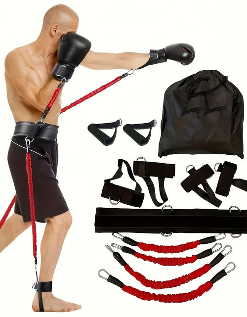 Load image into Gallery viewer, [150 Lb Resistance Belt Kit] 150 Lb Heavy Punch Resistance Belt Kit | 12pcs Resistance Ring, Full Body Workout, Improve Power/Speed/Agility | Boxing, Taekwondo, Indoor Fitness, Leg Training Equipment
