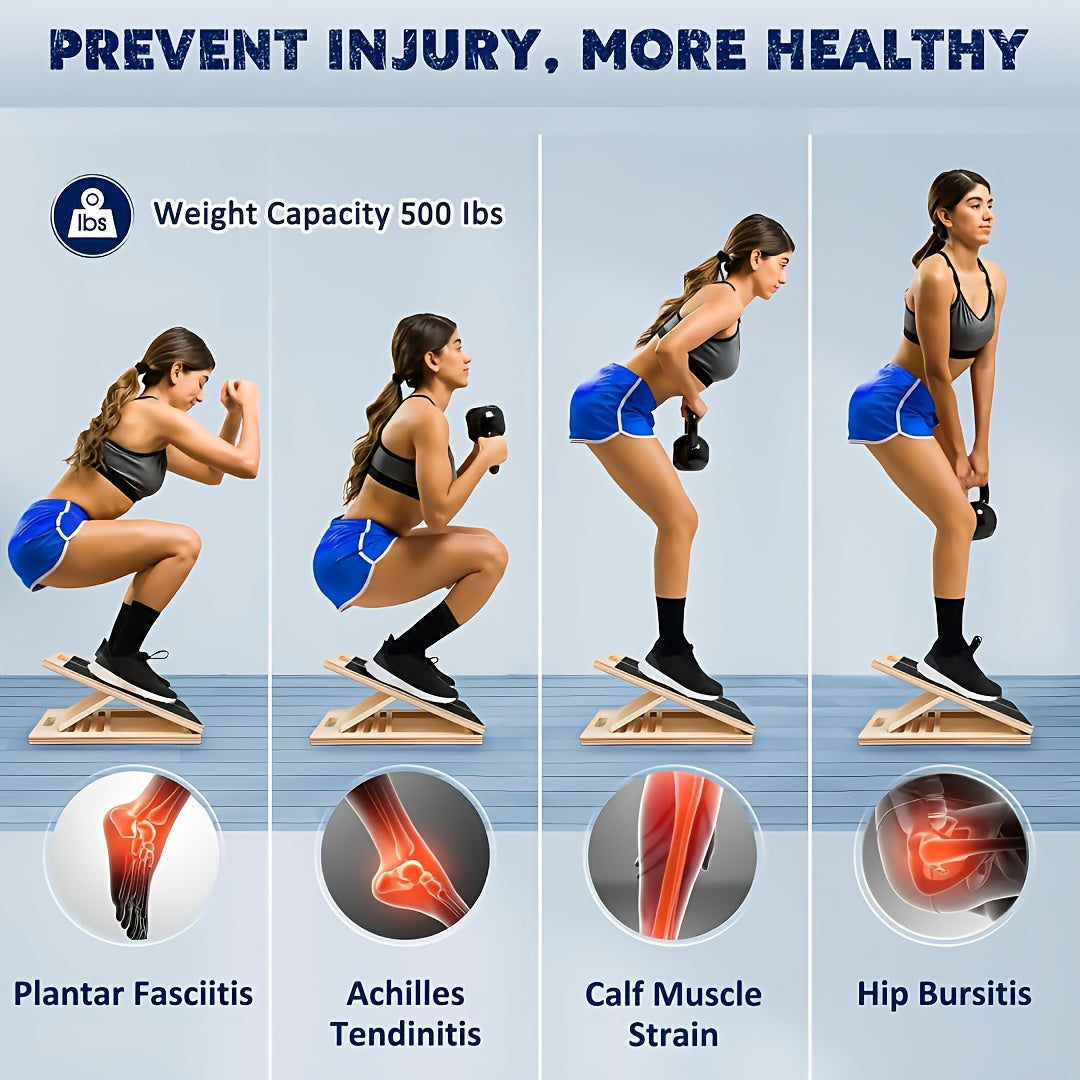 [Portable Wooden Slant Board] Adjustable Portable Wooden Slant Board - Non-Slip Surface, Lightweight & Sturdy Construction for Home Gym, Physical Relax, Squats, Calf Stretching, Ankle/Foot Mobility, Heel Stretch - Ideal for A