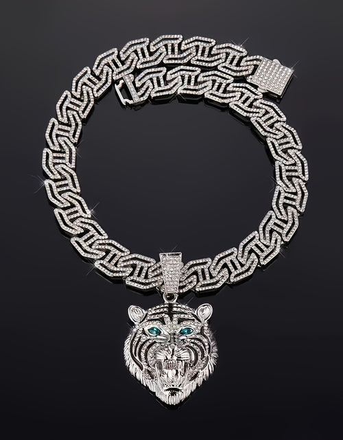 Load image into Gallery viewer, Men&#39;s Pioneer Lion Head Necklace - Bold Golden-Tone Chain with Eyes &amp; -Accented Mane, Rap Jewelry Gift - Includes Gift Box, Lion Jewelry, Statement Piece, Eye catching Pendant, Detailed Craftsmanship
