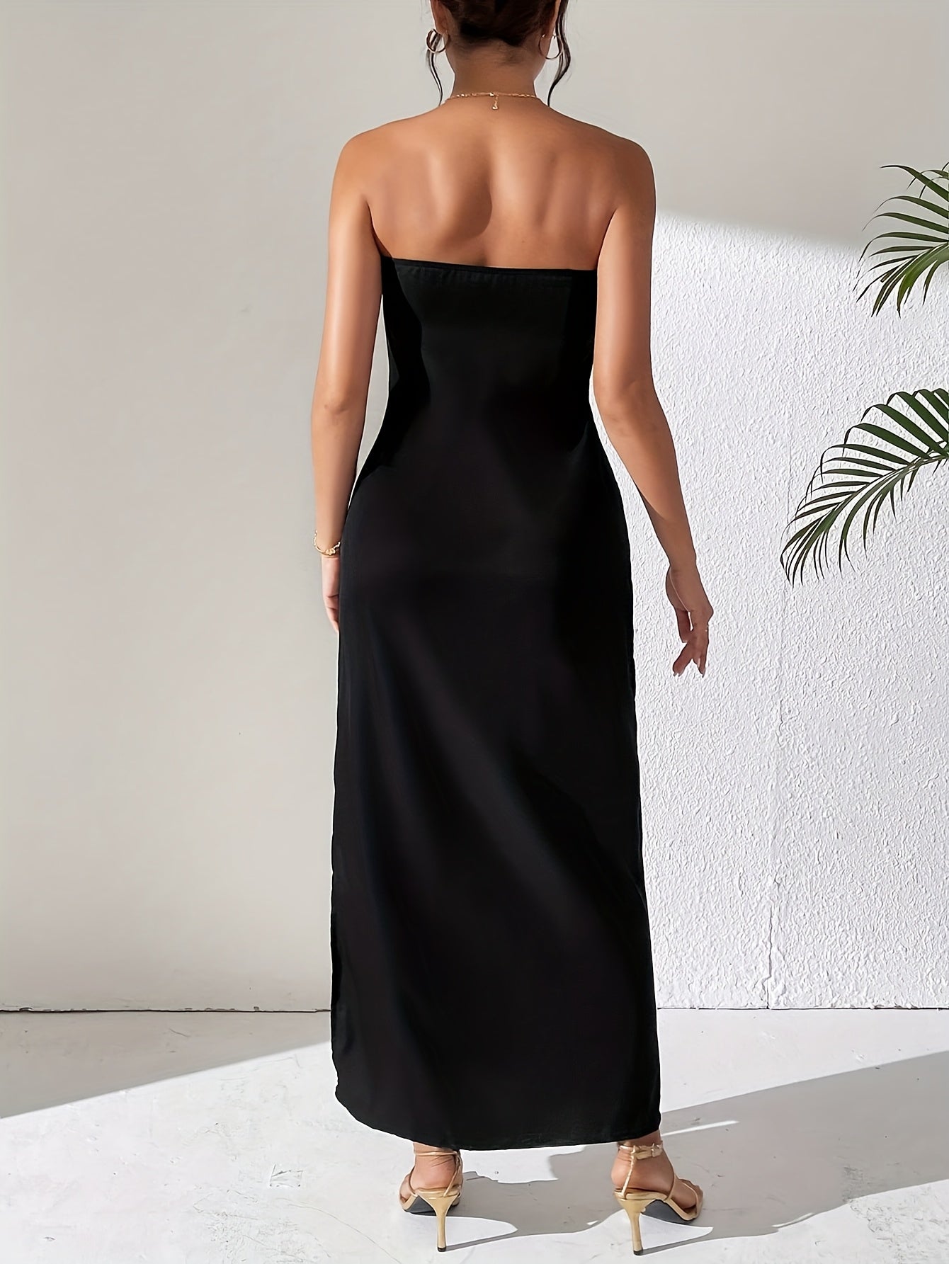Women'S Spring And Summer Casual Elegant Women'S Avocado Print Strapless Midi Dress