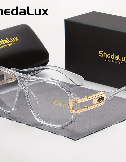 Load image into Gallery viewer, Men&#39;s Oversized Metal Frame Fashion Glasses - Black &amp; Golden Accents, Lightweight Durable Design for Casual,, - Includes Protective Case, Casual Eyewear, Trendy Eyewear, Stylish Packaging, Accessories, Sturdy Construction

