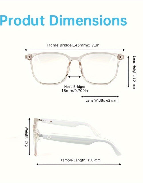 Load image into Gallery viewer, Smart Audio Glasses for Women - Blue Light Blocking, Magnetic Charging, Voice Assistant, 5.4 Wireless Audio &amp; Mic, Remote Photography, Open Headphone Design, PC Lenses &amp; TR Frame - Perfect for Gaming, Work, Music &amp; Video Call
