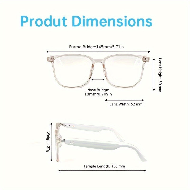 Smart Audio Glasses for Women - Blue Light Blocking, Magnetic Charging, Voice Assistant, 5.4 Wireless Audio & Mic, Remote Photography, Open Headphone Design, PC Lenses & TR Frame - Perfect for Gaming, Work, Music & Video Call