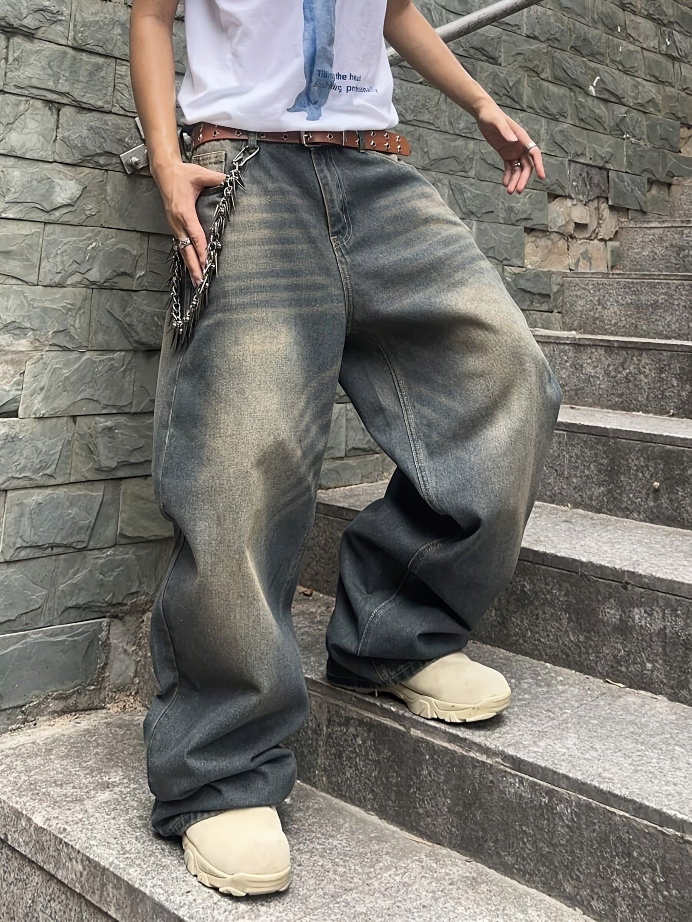 Men Casual Loose Fit Jeans, 90% Cotton 5% Polyester 5% Viscose Blend, Solid Color Washed Denim, All-Season Non-Stretch Woven Fabric, Regular Length, All season Pants | Stylish Casualwear | Non stretch Denim