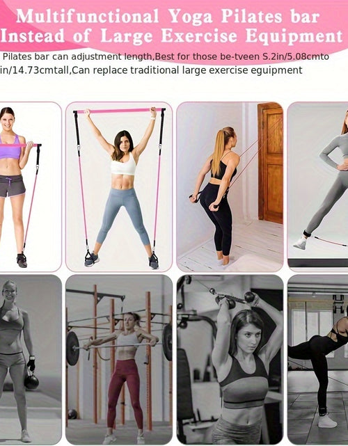 Load image into Gallery viewer, Pilates Bar Set, Multi-Functional Fitness Stepper and Stretching Trainer, Yoga and Home Workout Equipment, 14 pcs with 6 Resistance Bands (180 lbs)
