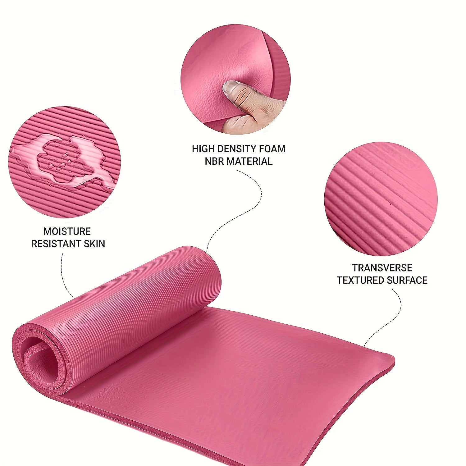 High-quality NBR rubber yoga mat, extra thick and wide, non-slip and durable, ideal for fitness and dance training, comes with a carrying strap, size 183*61*0.8cm/6.0*2.0*0.02 feet, perfect gift for birthdays, Easter, Mother'