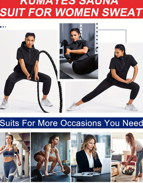 Load image into Gallery viewer, Plus Size Women&#39;s Sauna Jacket - Workout Top with Zipper Front, Moisture-Wicking Polyester, Stand Collar &amp; Short Sleeves for Gym, Casual Wear - All-Season Body Shaper, Gym Apparel, Sleek Sporty Design, Medium Elasticity
