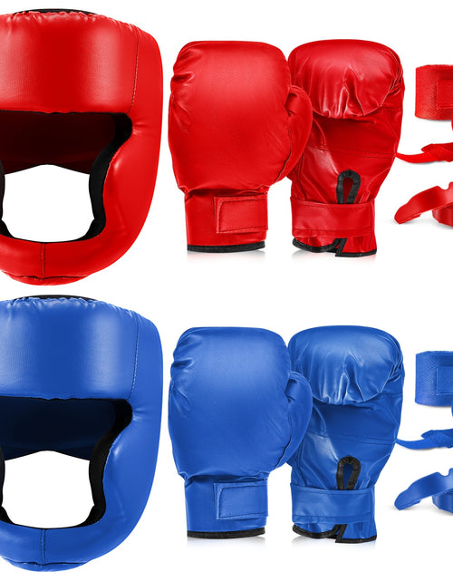 Load image into Gallery viewer, 14pcs Boxing Set Including 2 Pair Of 16 Oz Boxing Gloves Headgear Helmet Boxing Hand Wraps Sport Mouth Guards For Adults Youth Beginners Training Equipment
