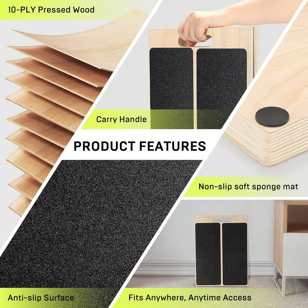 [Portable Wooden Slant Board] Adjustable Portable Wooden Slant Board - Non-Slip Surface, Lightweight & Sturdy Construction for Home Gym, Physical Relax, Squats, Calf Stretching, Ankle/Foot Mobility, Heel Stretch - Ideal for A