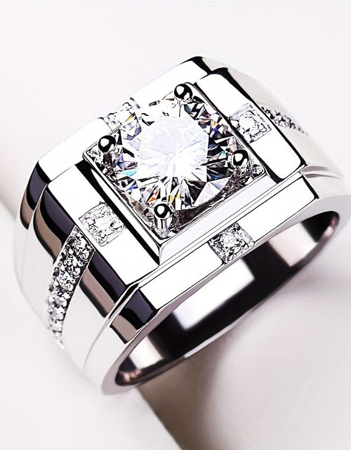 Load image into Gallery viewer, 925 Sterling Silvery Inlaid with Shiny Synthetic Zirconia Ring, Personalized And Domineering High-Quality Jewelry Men&#39;S Ring Weighing about 10 Grams
