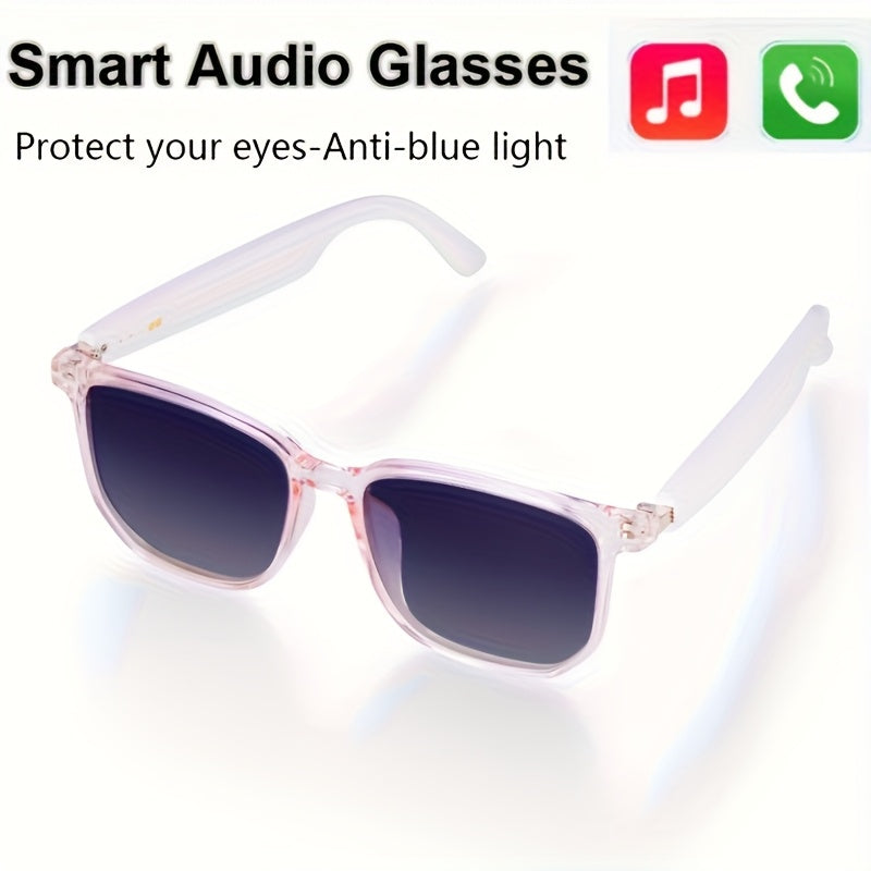 Smart Audio Glasses for Women - Blue Light Blocking, Magnetic Charging, Voice Assistant, 5.4 Wireless Audio & Mic, Remote Photography, Open Headphone Design, PC Lenses & TR Frame - Perfect for Gaming, Work, Music & Video Call