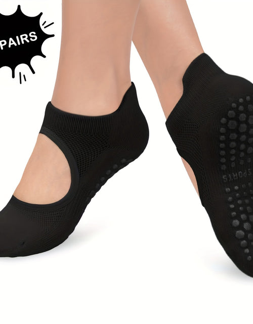 Load image into Gallery viewer, [2 Pairs Grippy Pilates Socks] 2 Pairs Non-Slip Grippy Pilates Socks for Women | Open Top Yoga Socks, Breathable Athletic Socks for Workout, Barre, Dance - Barre Accessory
