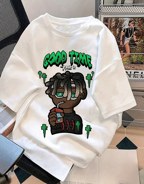 Load image into Gallery viewer, Casual Oversized T-Shirt with Anime Print - Soft Polyester Blend. Stretchy Material
