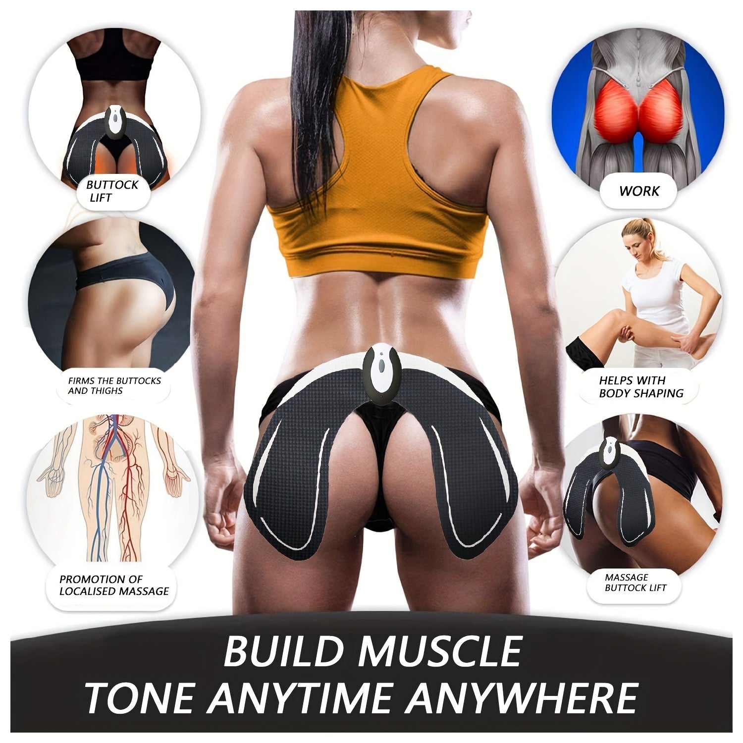EMS Buttocks Trainer, Suitable For Buttocks, Shaping A Charming Figure, Effectively Exercising And Massaging Buttocks Muscles, With Replacement Gel Patch