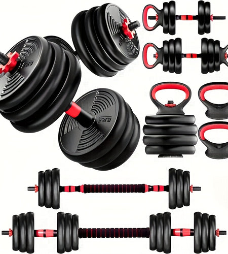 Adjustable Dumbbell Set, 90/70/30/20 Lbs Free Weights Set with Upgraded Nut, 4in 1 Weight Set Used As Kettlebells, Barbell, Push Up Stand, Fitness Exercise for Home Gym Suitable Men/ Women