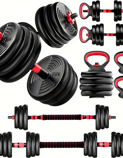 Load image into Gallery viewer, Adjustable Dumbbell Set, 90/70/30/20 Lbs Free Weights Set with Upgraded Nut, 4in 1 Weight Set Used As Kettlebells, Barbell, Push Up Stand, Fitness Exercise for Home Gym Suitable Men/ Women

