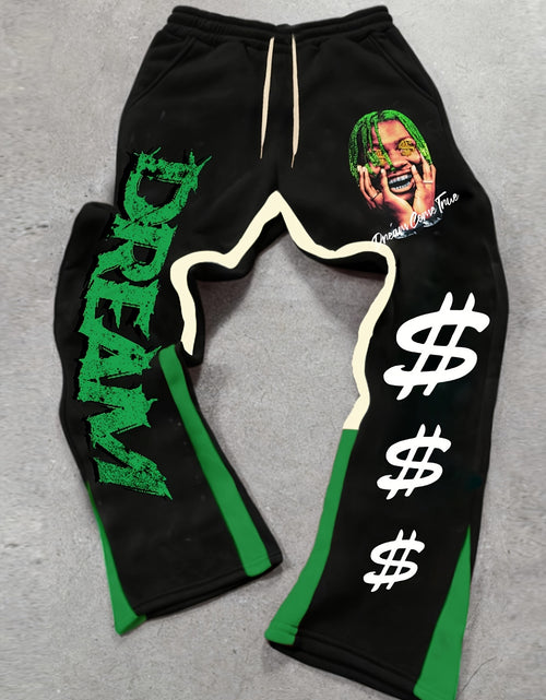 Load image into Gallery viewer, Men&#39;s Casual Drawstring Track Pants, Polyester Stretch Fabric, Letter Print, Regular Fit, for Hiking &amp; Outdoor Leisure, All Seasons, Adult Size
