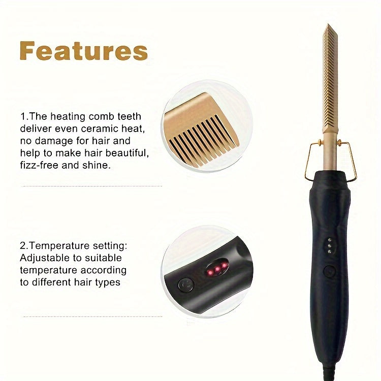 High-Temperature Electric Hair Straightener Comb - Versatile for Dry or Wet Hair, Ideal for Stylists & Home Use, 110V/220V