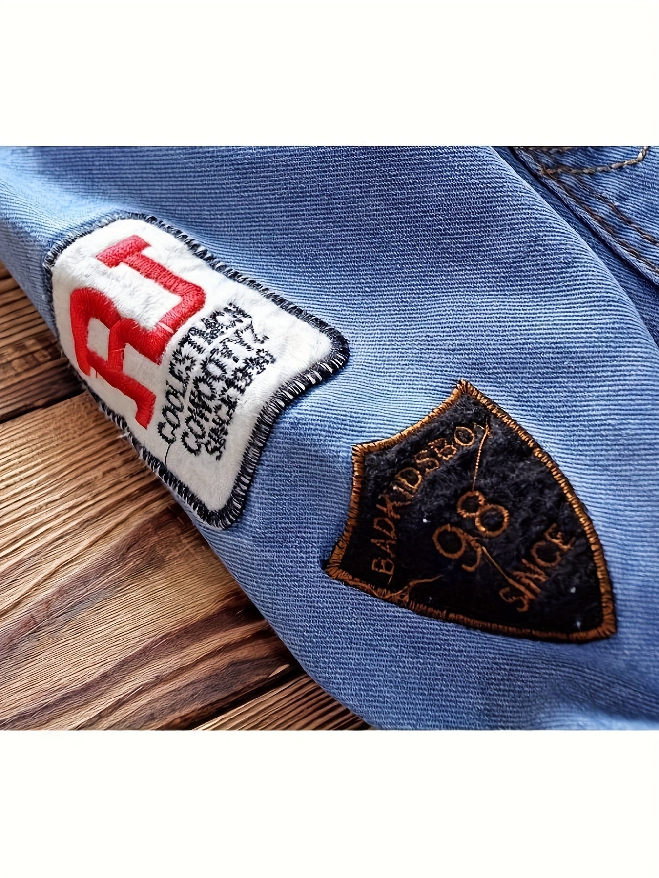 Men Vintage Distressed Denim Jacket - Slim Fit Biker Streetwear with Embroidered Design, Classic Baseball Uniform Style, Blue Casual Jacket for Trendy Outfits