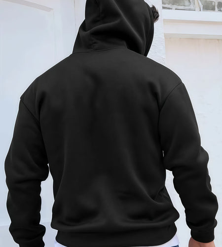 Men Never Give Up Motivational Cotton Hooded Sweatshirt Black with White Lettering Super Soft Breathable Streetwear Pullover Regular Fit All Season Casual Hoodie for Daily Wear